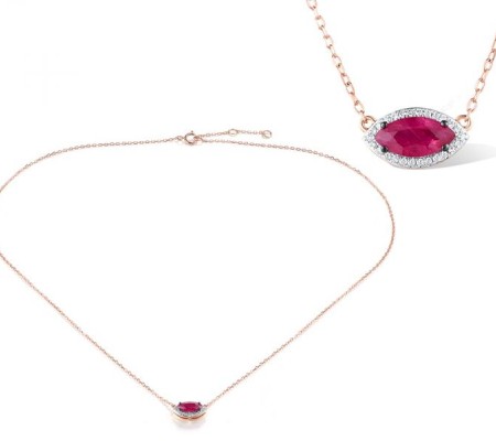 14KRWB Necklace Diamond,Ruby (N319068RUY14KRWB)