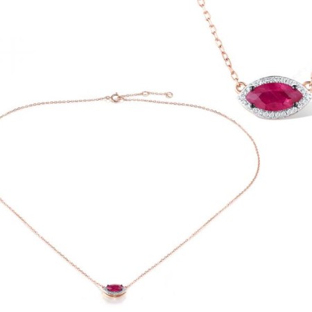 14KRWB Necklace Diamond,Ruby (N319068RUY14KRWB)