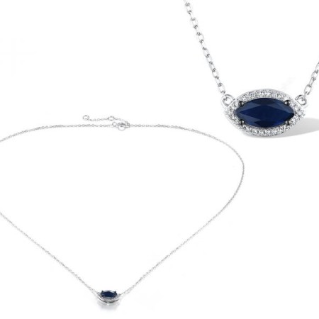 14KWB Necklace Diamond,Blue Sapphire (N319068SAP14KWB)