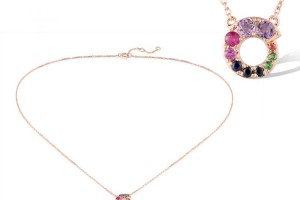 14KR Necklace Amethyst,Blue Sapphire,Green Garnet,Orange Sapphire,Ruby (N319394MUL14KR)