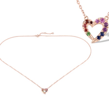 14KR Necklace Amethyst,Blue Sapphire,Garnet,Green Garnet,Orange Sapphire,Ruby (N319395MUL14KR)