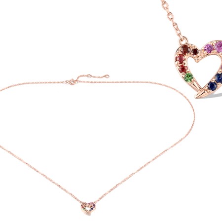 14KR Necklace Amethyst,Blue Sapphire,Garnet,Green Garnet,Orange Sapphire,Ruby (N319395MUL14KR)