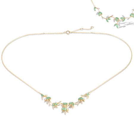 14KYW Necklace Diamond,Emerald (N319436EMR14KYW)