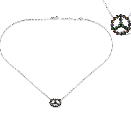 14KWB Necklace Green Garnet,Orange Sapphire,Yellow Sapphire,Amethyst (N319842MUL14KWB)