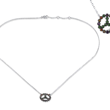 14KWB Necklace Green Garnet,Orange Sapphire,Yellow Sapphire,Amethyst (N319842MUL14KWB)