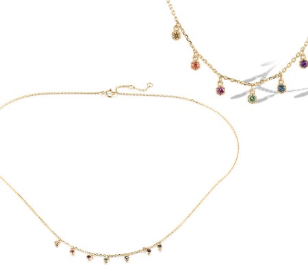 14KY Necklace Amethyst,Blue Sapphire,Green Garnet,London Blue Topaz,Orange Sapphire,Rhodolite Garnet,Yellow Sapphire (N319854MUL14KY)