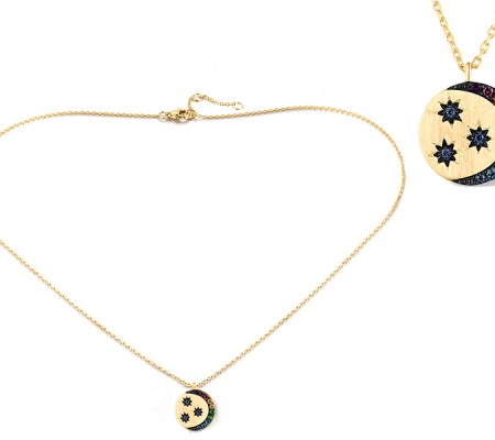 14KYB Necklace Amethyst,Blue Sapphire,Green Garnet,London Blue Topaz,Orange Sapphire,Rhodolite Garnet,Yellow Sapphire (N319969MUL14KYB)