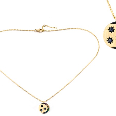 14KYB Necklace Amethyst,Blue Sapphire,Green Garnet,London Blue Topaz,Orange Sapphire,Rhodolite Garnet,Yellow Sapphire (N319969MUL14KYB)