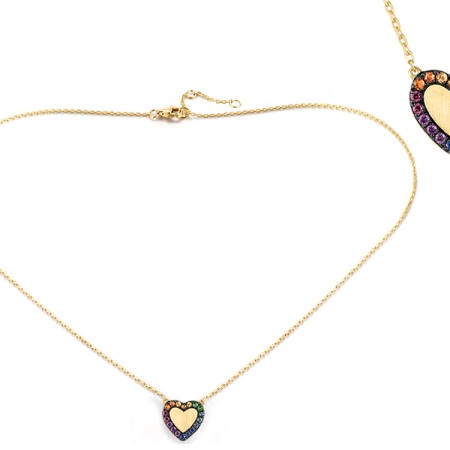 14KYB Necklace Orange Sapphire,Rhodolite Garnet,Yellow Sapphire,Amethyst,Blue Sapphire,Green Garnet,London Blue Topaz (N319970MUL14KYB)