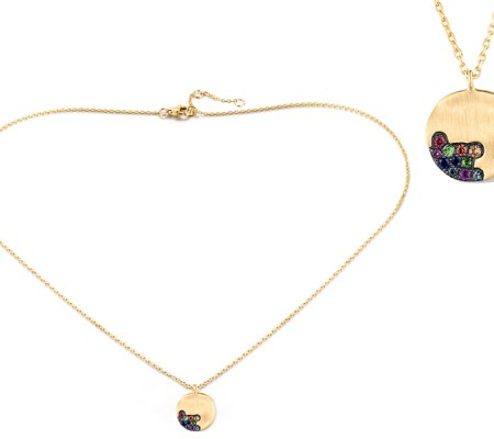 14KYB Necklace Rhodolite Garnet,Amethyst,Yellow Sapphire,Blue Sapphire,Green Garnet,London Blue Topaz,Orange Sapphire (N319971MUL14KYB)