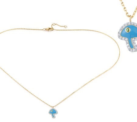 14KYW Necklace Diamond,Enamel,Green Garnet (N319978ENA14KYW)