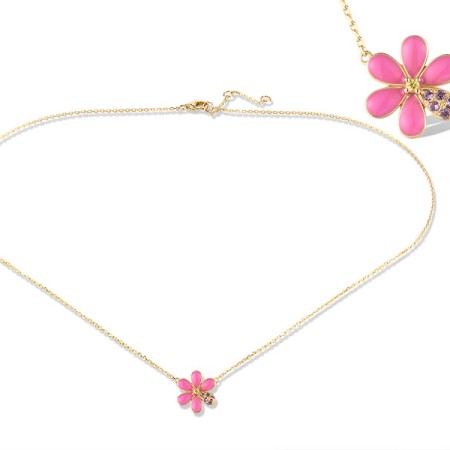 14KY Necklace Amethyst,Enamel,Yellow Sapphire (N319982ENA14KY)