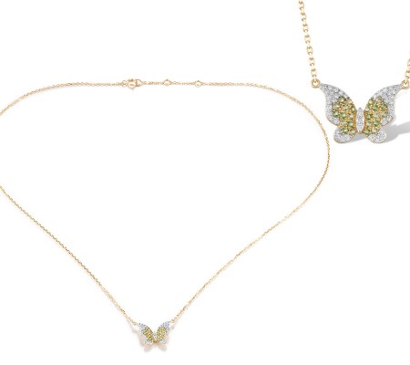14KYW Necklace Diamond,Green Garnet (N320004AGNG14KYW)