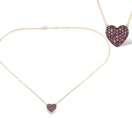 14KYB Necklace Amethyst,Blue Sapphire,Orange Sapphire,Pink Sapphire,Yellow Sapphire (N320009BMUL14KYB)