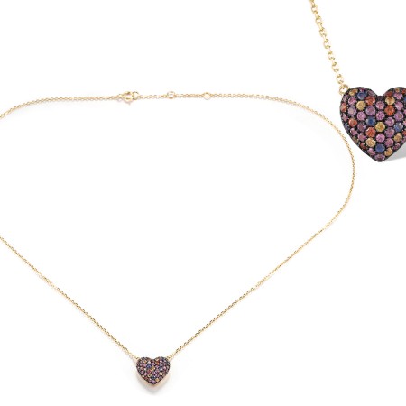 14KYB Necklace Amethyst,Blue Sapphire,Orange Sapphire,Pink Sapphire,Yellow Sapphire (N320009BMUL14KYB)