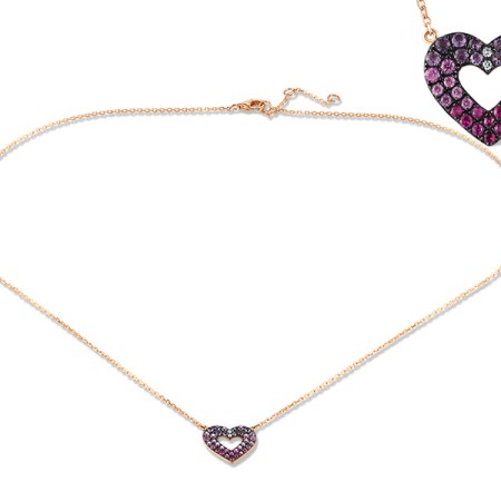 14KRB Necklace Amethyst,Diamond,Pink Sapphire,Ruby (N320068APSR14KRB)