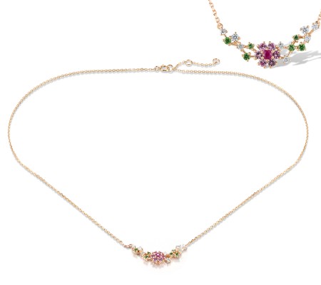 14KR Necklace Diamond,Green Garnet,Pink Sapphire,Ruby (N320139GPSR14KR)
