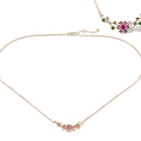 14KR Necklace Diamond,Green Garnet,Pink Sapphire,Ruby (N320139GPSR14KR)