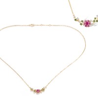 14KY Necklace Diamond,Green Garnet,Pink Sapphire,Ruby (N320139GPSR14KY)