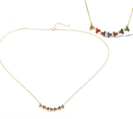 14KYB Necklace Rhodolite Garnet,Amethyst,Yellow Sapphire,Blue Sapphire,Green Garnet,London Blue Topaz,Orange Sapphire (N320651MUL14KYB)