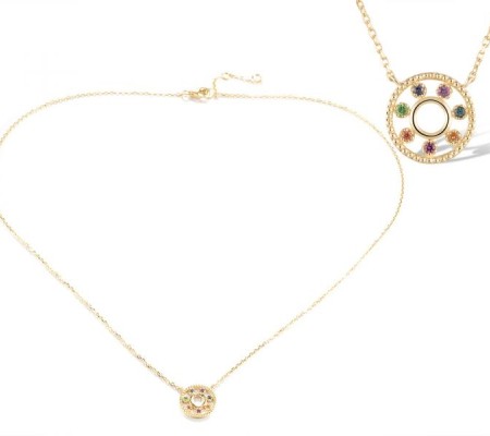 14KY Necklace Rhodolite Garnet,Amethyst,Yellow Sapphire,Blue Sapphire,Green Garnet,London Blue Topaz,Orange Sapphire (N320675MUL14KY)