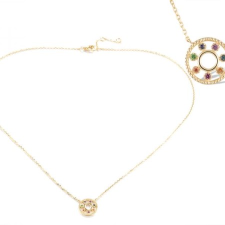 14KY Necklace Rhodolite Garnet,Amethyst,Yellow Sapphire,Blue Sapphire,Green Garnet,London Blue Topaz,Orange Sapphire (N320675MUL14KY)