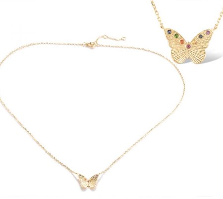 14KY Necklace Blue Sapphire,Green Garnet,London Blue Topaz,Orange Sapphire,Rhodolite Garnet,Yellow Sapphire,Amethyst (N320680MUL14KY)