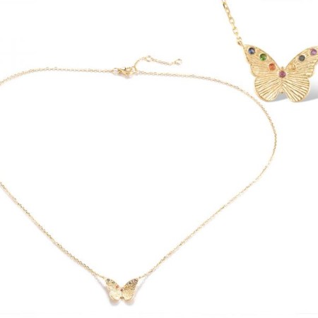 14KY Necklace Blue Sapphire,Green Garnet,London Blue Topaz,Orange Sapphire,Rhodolite Garnet,Yellow Sapphire,Amethyst (N320680MUL14KY)