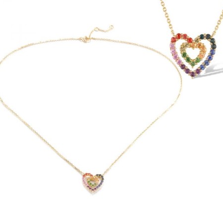 14KY Necklace Amethyst,Yellow Sapphire,Blue Sapphire,Green Garnet,London Blue Topaz,Orange Sapphire,Peridot,Pink Sapphire (N320707MUL14KY)