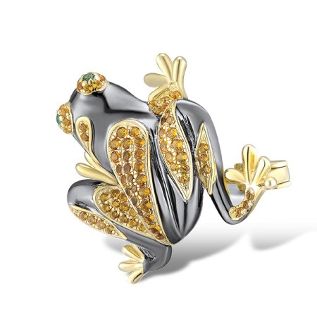 Sterling Silver w/ Yellow Black Plating Brooch Green Spinel,Yellow Nano Crystal (O312384GYYZSC925)