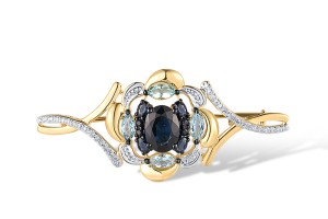 14KYWB Brooch Diamond,Blue Sapphire,Blue Topaz (Swiss Blue) (O312635BTS14KYWB)