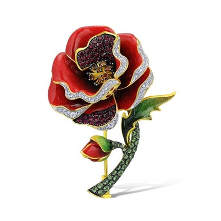 9KYWB Brooch Citrine,Diamond,Enamel,Green Garnet,Ruby (O314182ENA9KYWB)