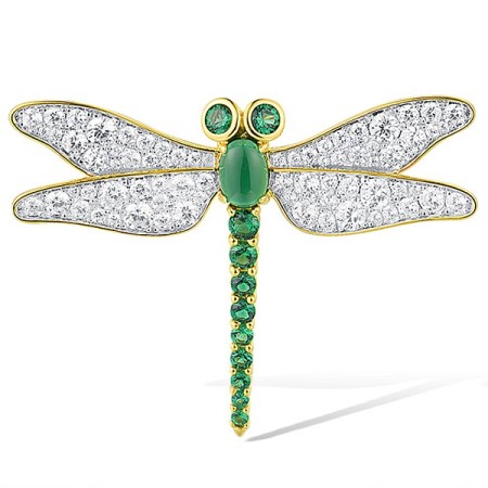 Sterling Silver w/ IONIC YELLOW PLATING Brooch Green Spinel,White Cubic Zirconia (O316171GSZSP925)