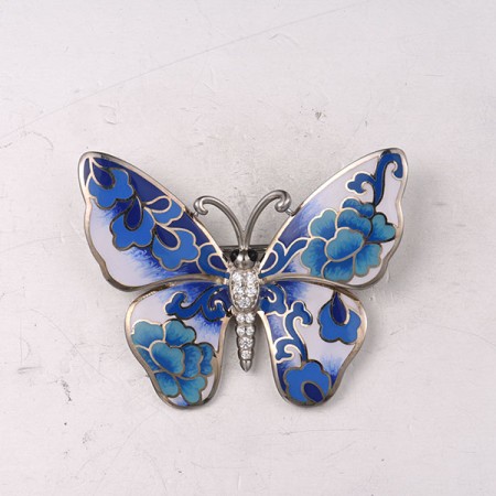 Sterling Silver Brooch Enamel,White Cubic Zirconia (O321890ENA1SL925)