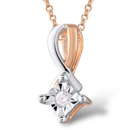 Sterling Silver w/ Rose Plating Pendant White Cubic Zirconia (P300065WCZSR925)