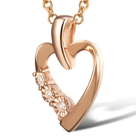 Sterling Silver w/ Rose Plating Pendant Diamond (P300087SDIASR925)