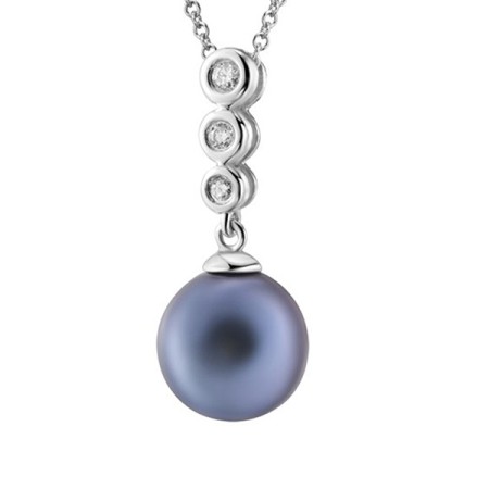 14KW Pendant Black Fresh Water Cultured Pearl,Diamond (P300281BFP14KW)