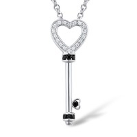 Sterling Silver Pendant Black spinel,White Cubic Zirconia (P301069BSNZSL925)