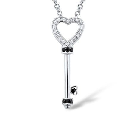 Sterling Silver Pendant Black spinel,White Cubic Zirconia (P301069BSNZSL925)