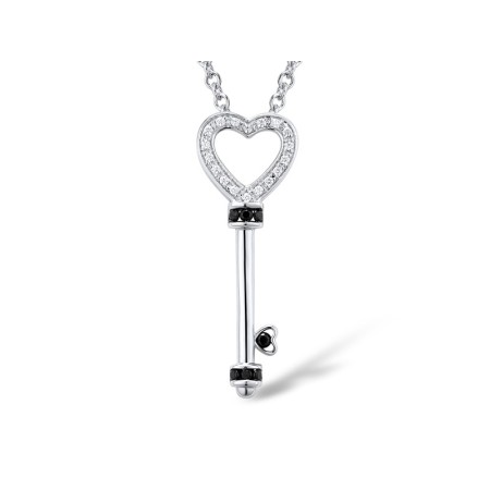 Sterling Silver Pendant Black spinel,White Cubic Zirconia (P301069BSNZSL925)