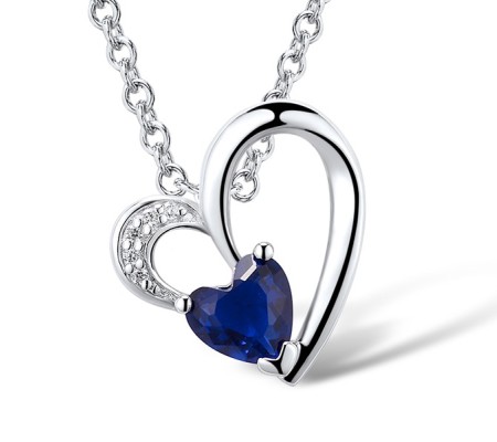 Sterling Silver Pendant Blue Glass,White Cubic Zirconia (P301090BLGZSL925)