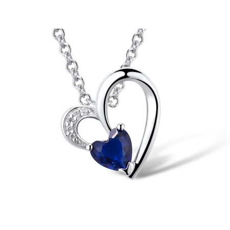 Sterling Silver Pendant Blue Glass,White Cubic Zirconia (P301090BLGZSL925)