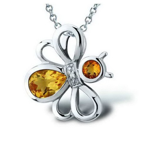 Sterling Silver Pendant Citrine,White Cubic Zirconia (P301092CIZSL925)