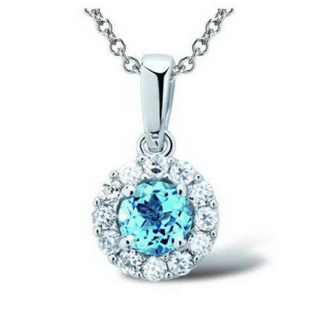 Sterling Silver Pendant White Cubic Zirconia,Blue Topaz (Sky Blue) (P301108BKZSL925)