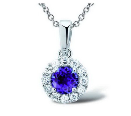 Sterling Silver Pendant White Cubic Zirconia,Purple Glass (P301108PGZSL925)