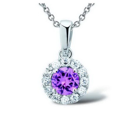 Sterling Silver Pendant Pink Glass,White Cubic Zirconia (P301108PIGZSL925)