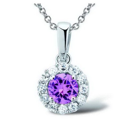 Sterling Silver Pendant Pink Glass,White Cubic Zirconia (P301108PIGZSL925)