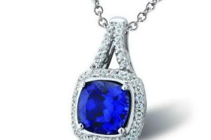 Sterling Silver Pendant Blue Glass,White Cubic Zirconia (P301120BLGZSL925)