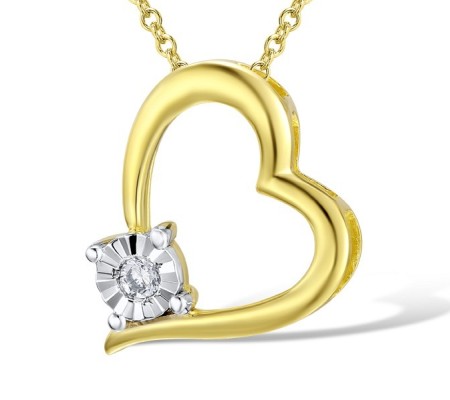 Sterling Silver w/ IONIC YELLOW PLATING Pendant Diamond (P301184DIASP925)