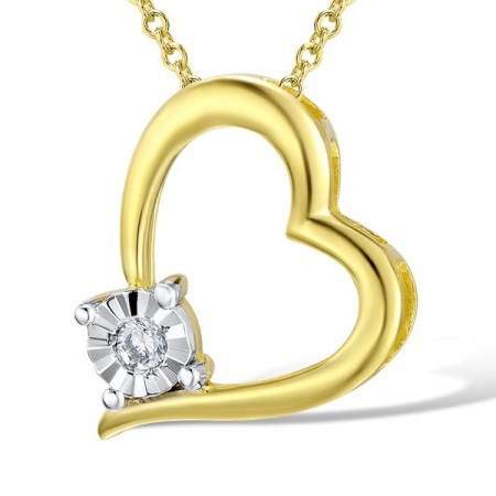 Sterling Silver w/ IONIC YELLOW PLATING Pendant Diamond (P301184DIASP925)